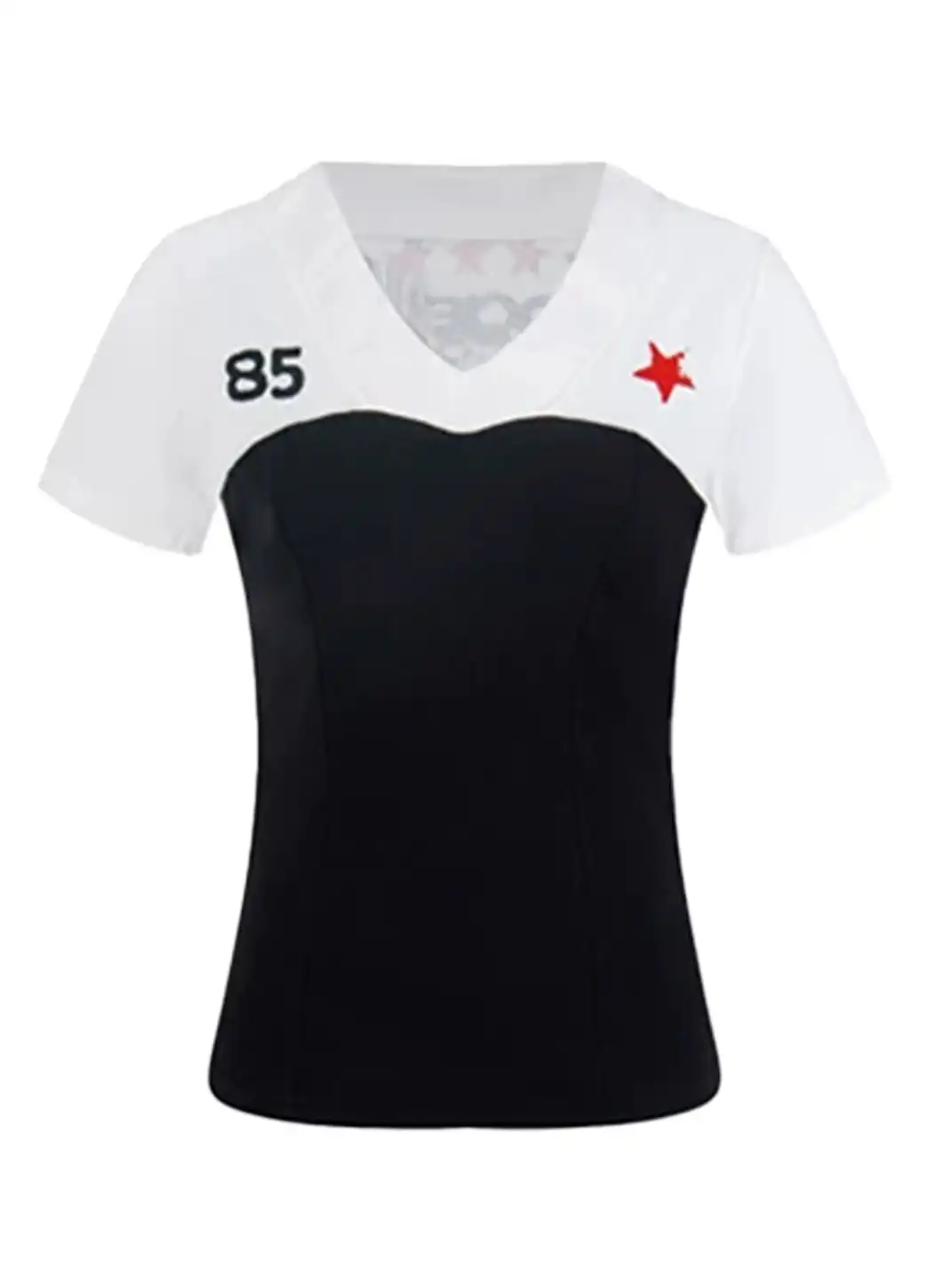 JHYWZD | Color Block V-Neck Waist Cinched T-Shirt
