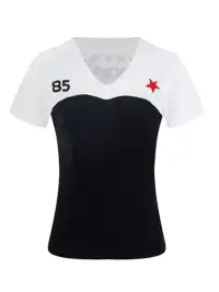 JHYWZD | Color Block V-Neck Waist Cinched T-Shirt