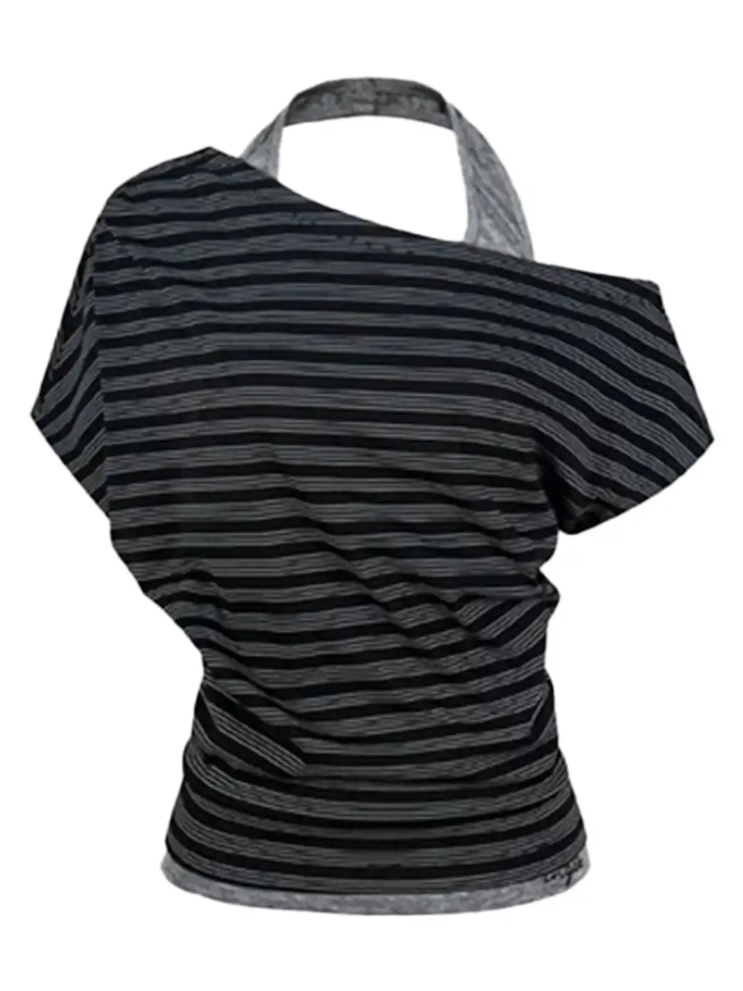 JHYWZD | Color Block Striped Halter T-Shirt