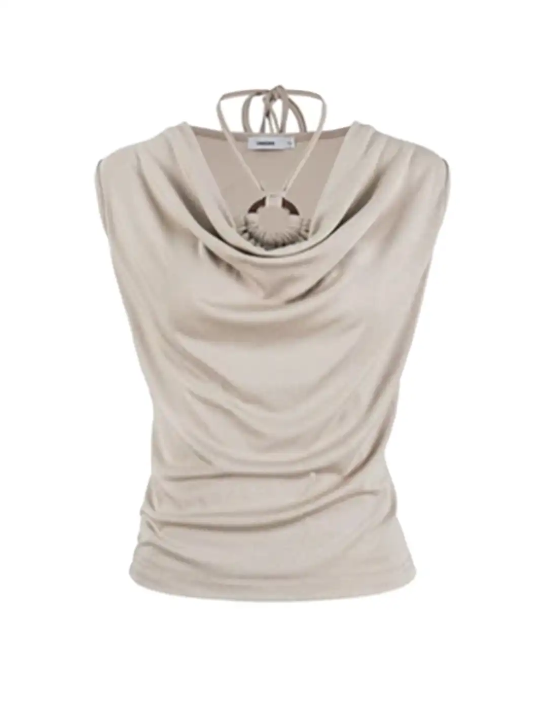JHYWZD | Halter Fake Two-Piece Off-The-Shoulder T-Shirt