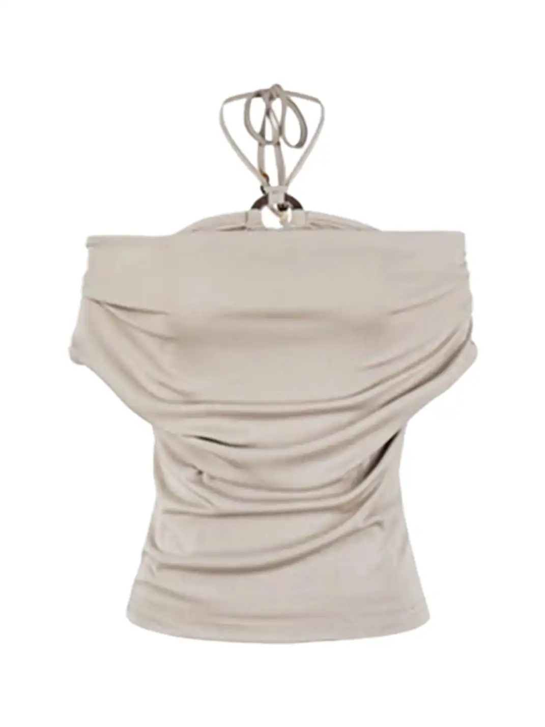 JHYWZD | Halter Fake Two-Piece Off-The-Shoulder T-Shirt