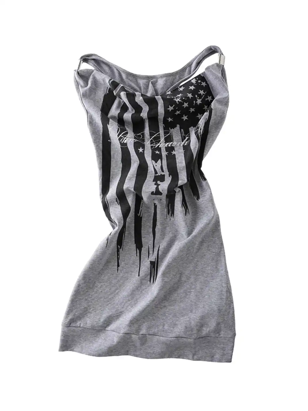 JHYWZD | Flag Print One-Shoulder Asymmetrical Cami Top