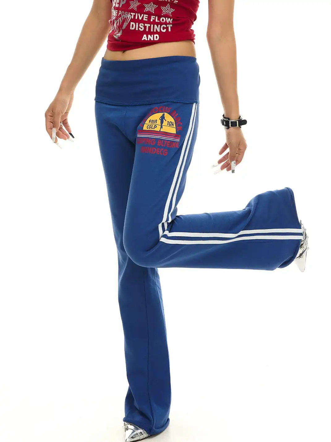 JHYWZD | Colorful Printed Flared Sweatpants