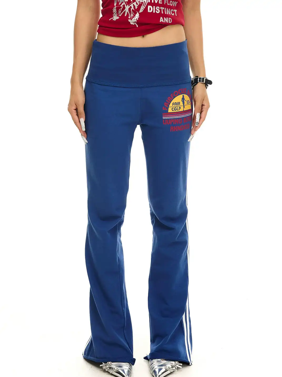 JHYWZD | Colorful Printed Flared Sweatpants