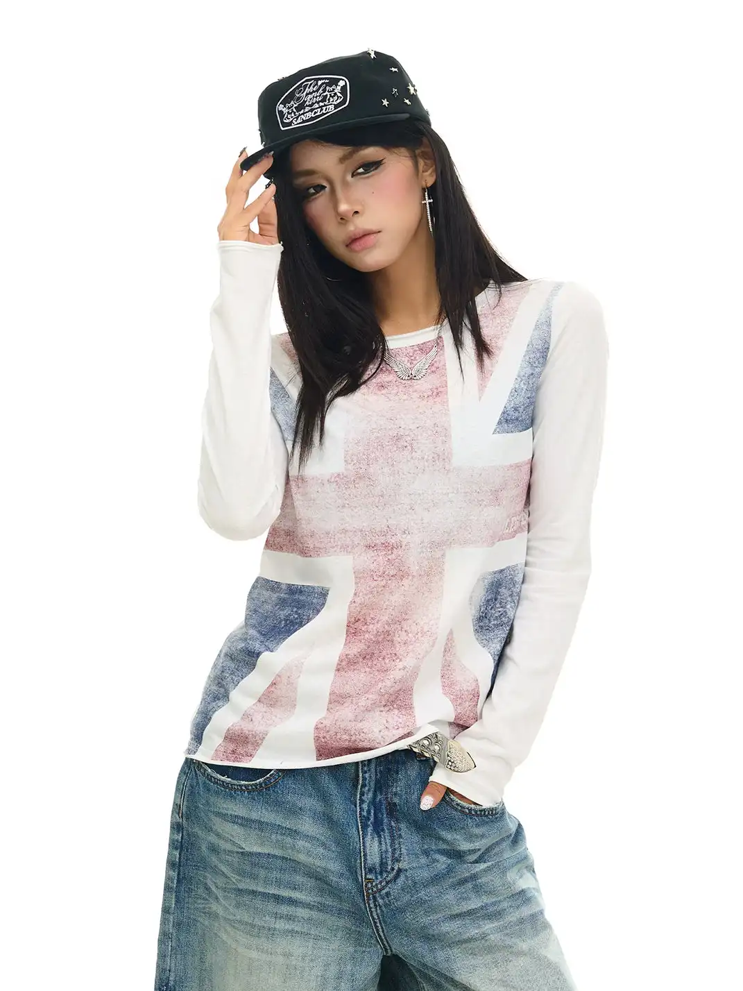 JHYWZD | Color Block Raglan Long Sleeve T-Shirt