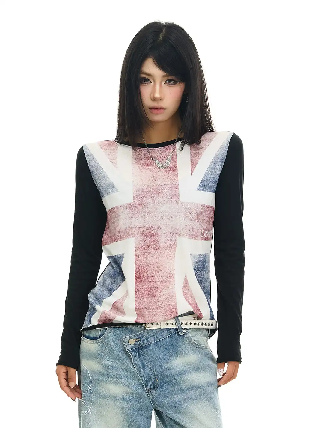 JHYWZD | Color Block Raglan Long Sleeve T-Shirt