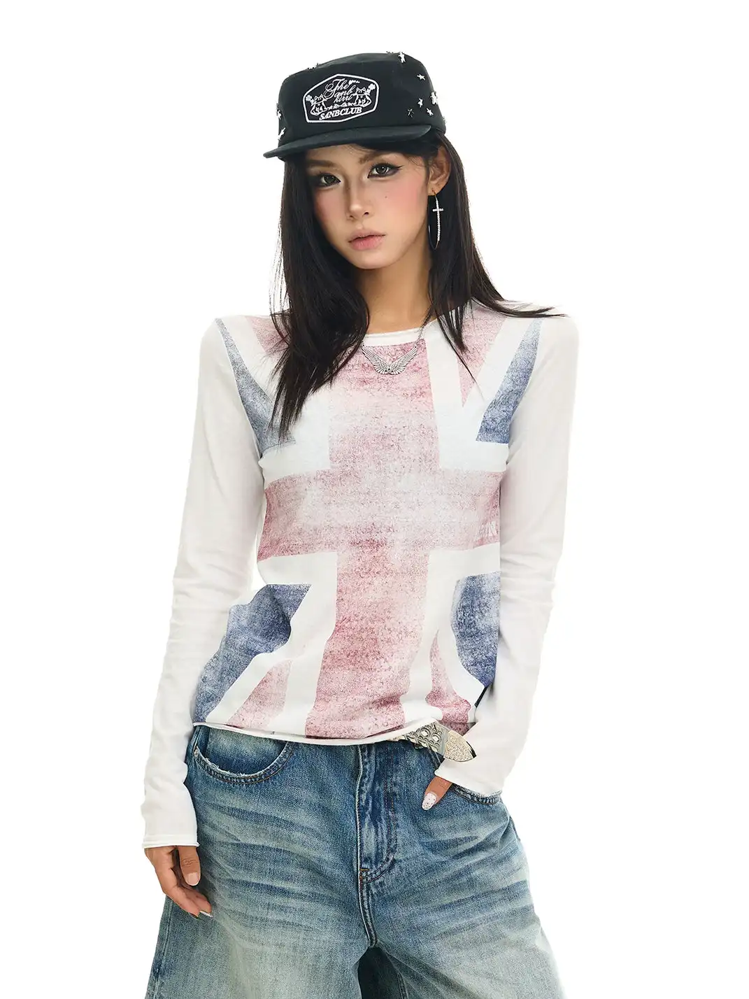 JHYWZD | Color Block Raglan Long Sleeve T-Shirt