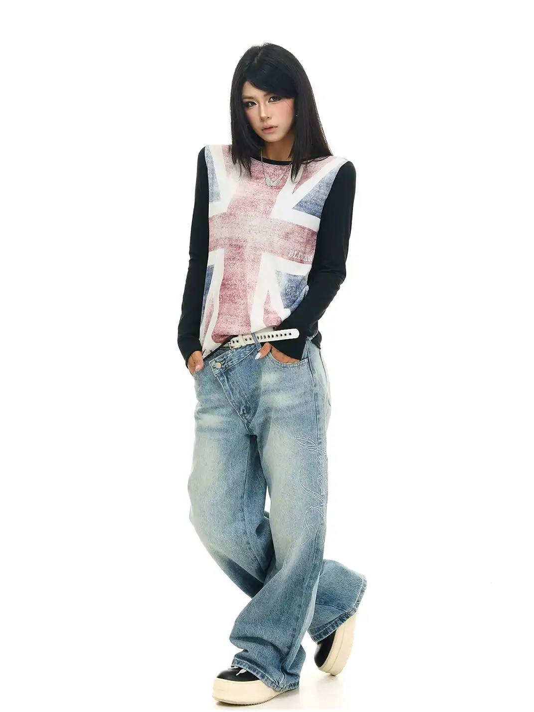 JHYWZD | Color Block Raglan Long Sleeve T-Shirt