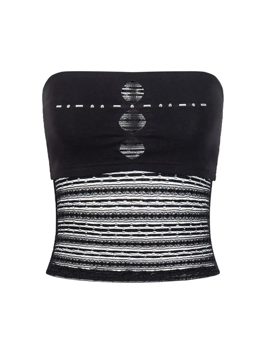 JHYWZD | Rhinestone Hollow Out Tube Top