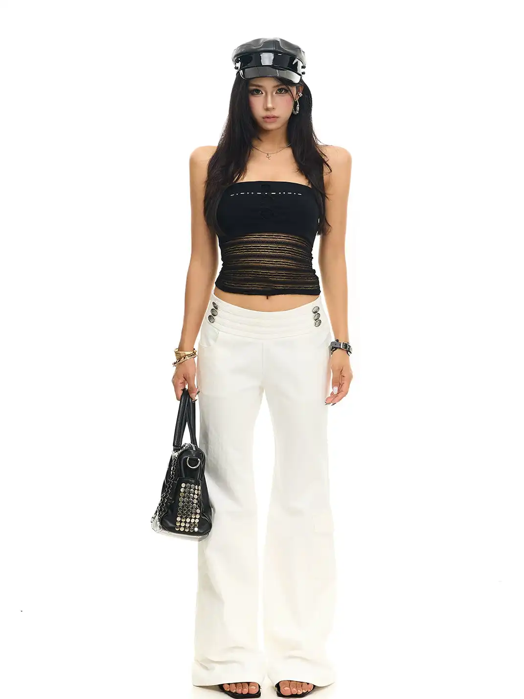 JHYWZD | Rhinestone Hollow Out Tube Top