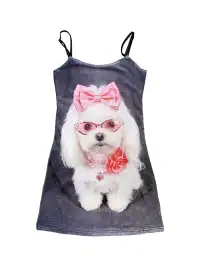 Furchin | Printed Mesh Double-Layer Cami Dress