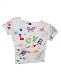 Furchin | Asymmetrical Shoulder Oversized Stretch Printed T-Shirt