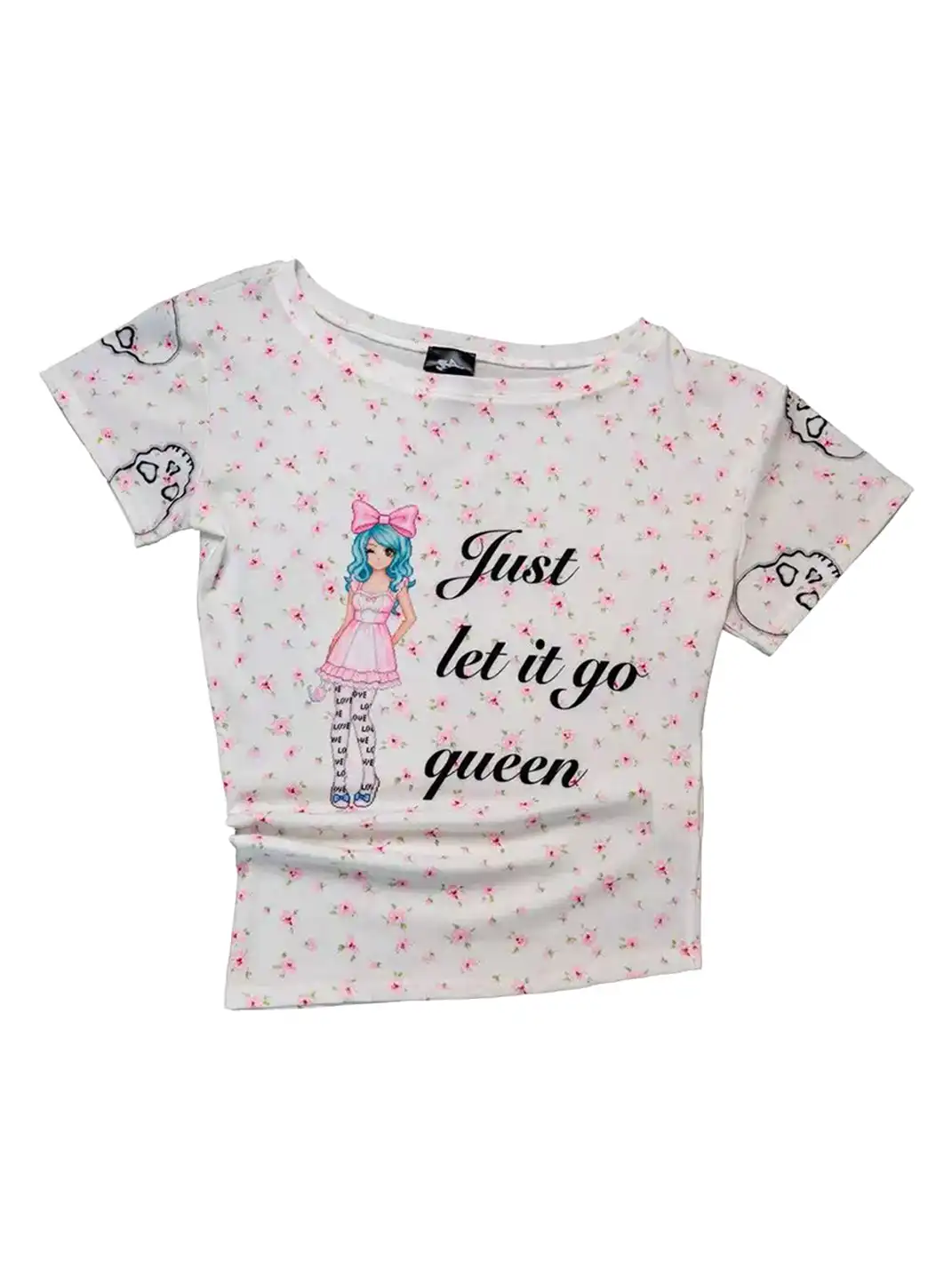 Furchin | Asymmetrical Shoulder Oversized Stretch Printed T-Shirt