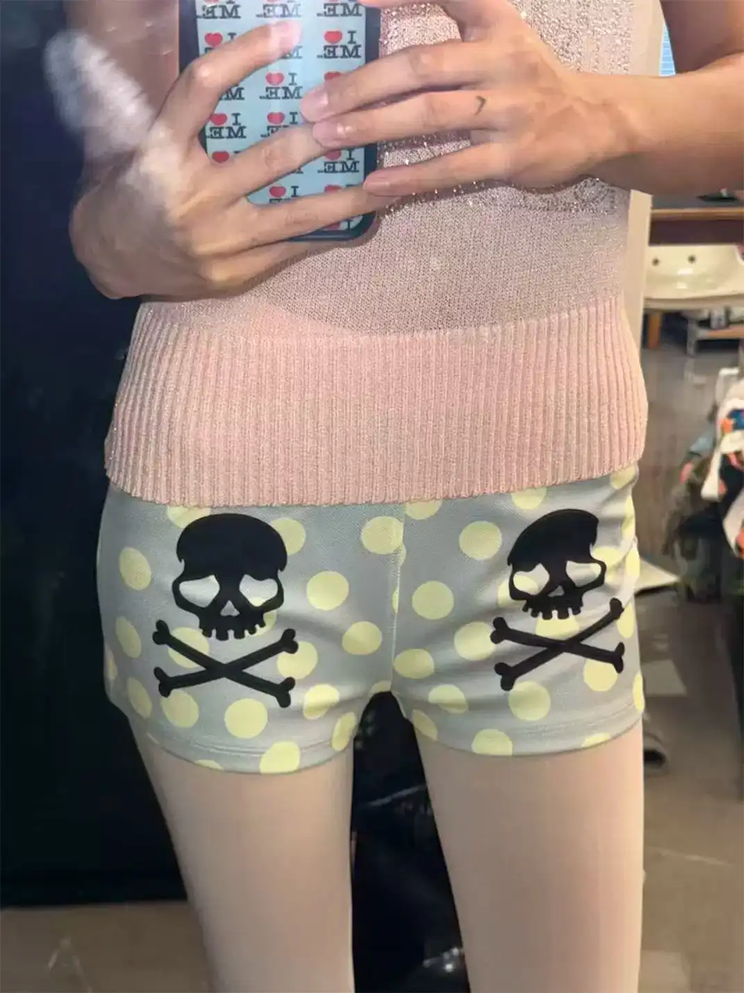 Furchin | Polka Dot Skull Lace Print Shorts