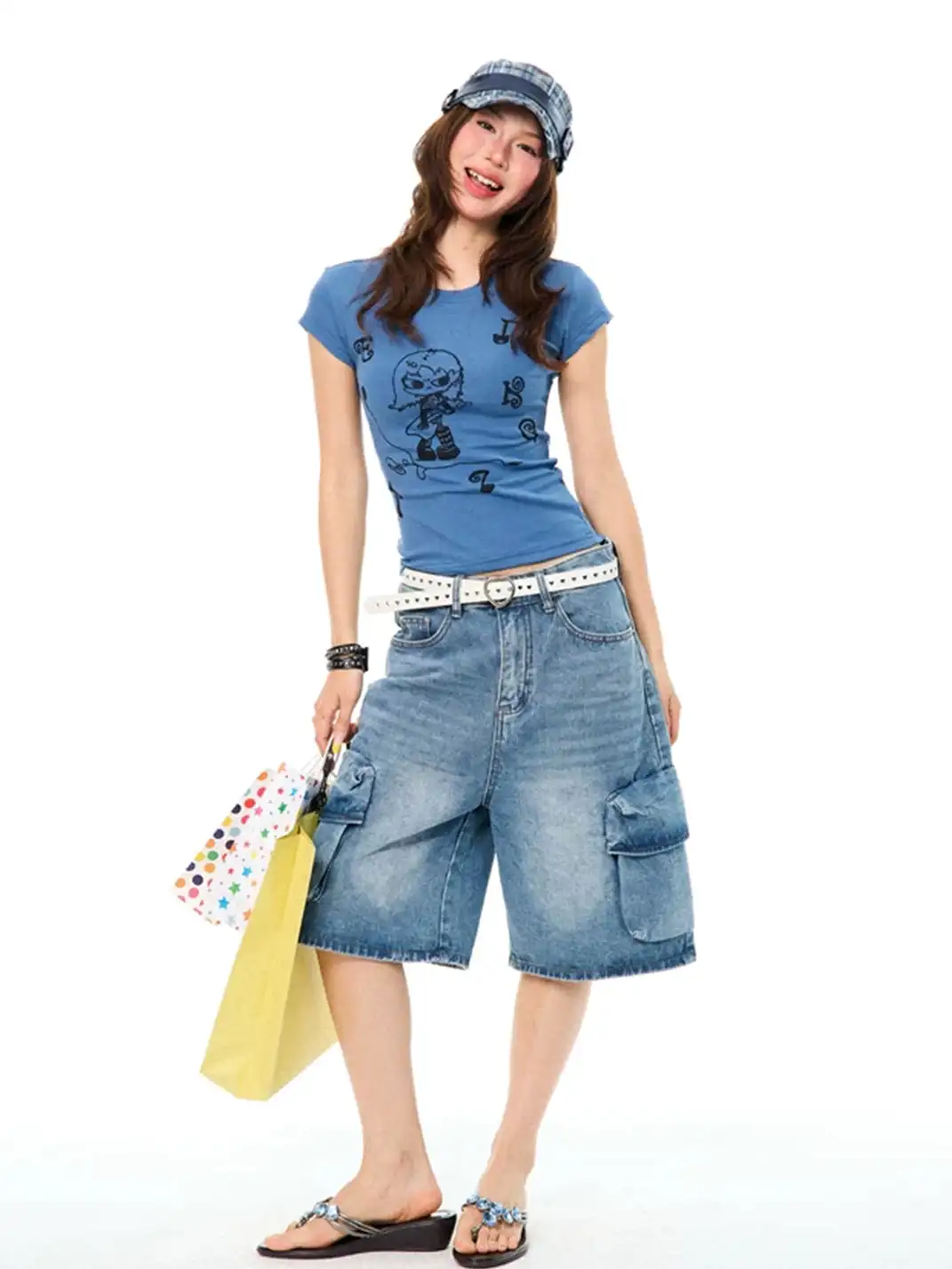YOUNG STAGE | Guitar Girl Print Short Sleeve T-Shirt