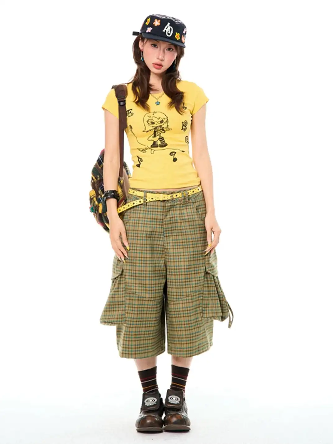 YOUNG STAGE | Guitar Girl Print Short Sleeve T-Shirt