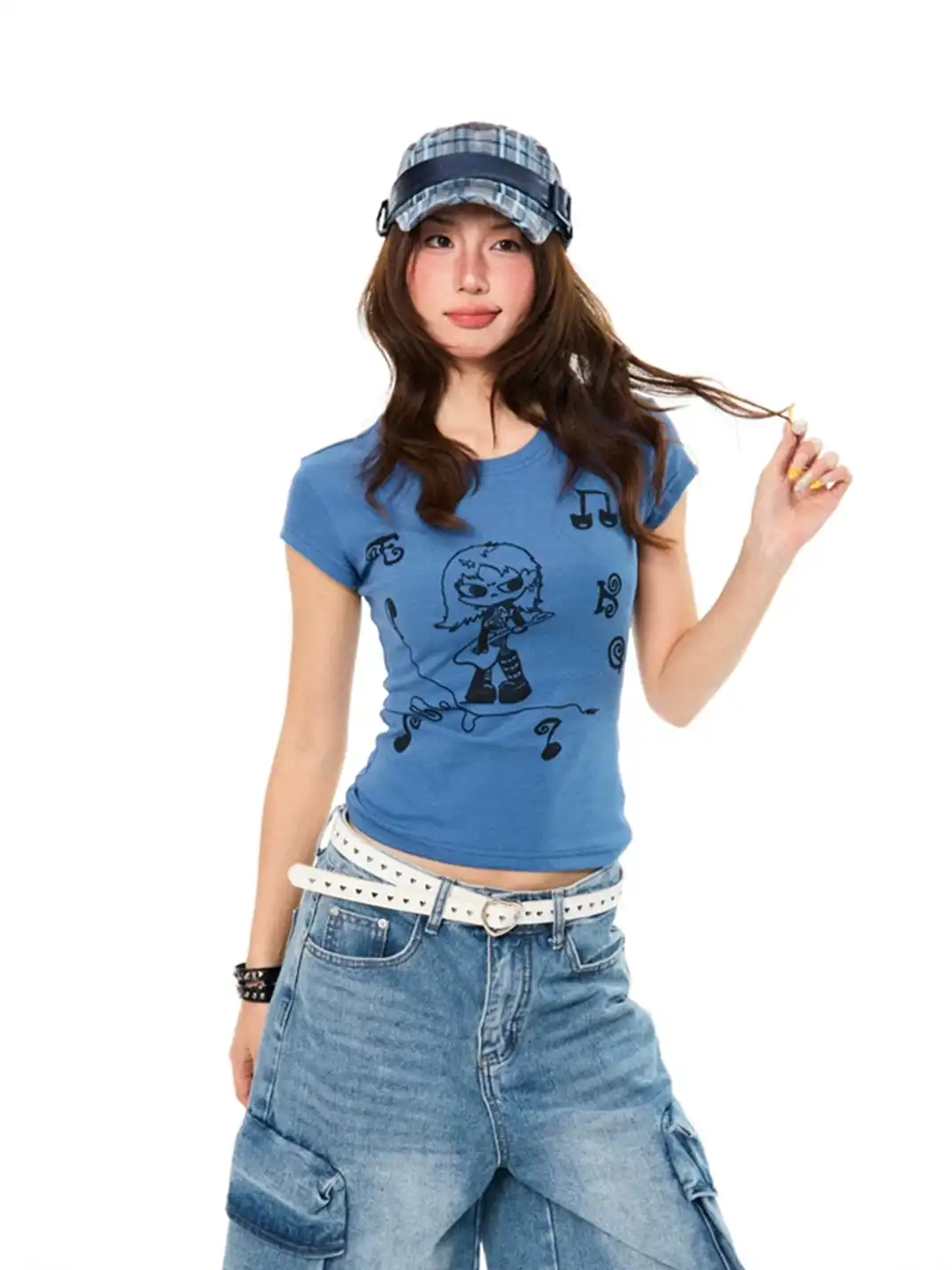 YOUNG STAGE | Guitar Girl Print Short Sleeve T-Shirt