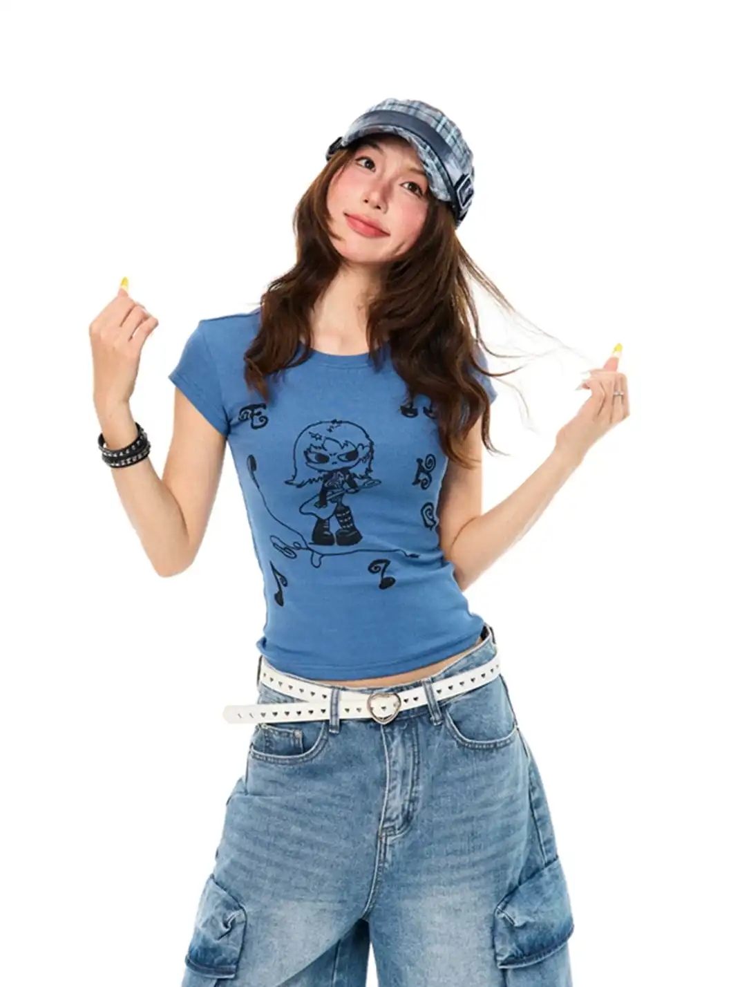 YOUNG STAGE | Guitar Girl Print Short Sleeve T-Shirt