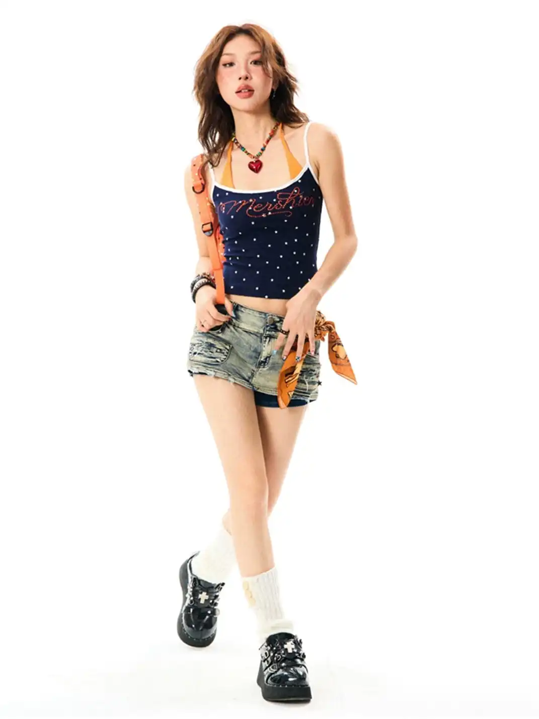 YOUNG STAGE | Rhinestone Fake Two-Piece Cami Top