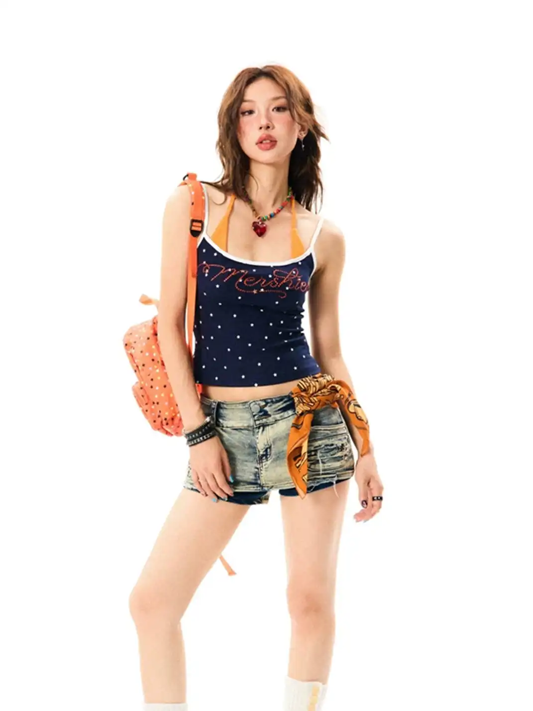 YOUNG STAGE | Rhinestone Fake Two-Piece Cami Top