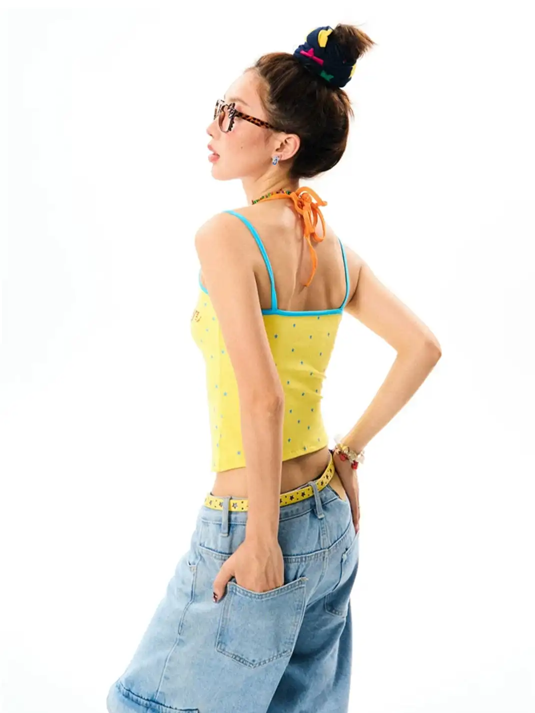 YOUNG STAGE | Rhinestone Fake Two-Piece Cami Top