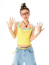 YOUNG STAGE | Rhinestone Fake Two-Piece Cami Top