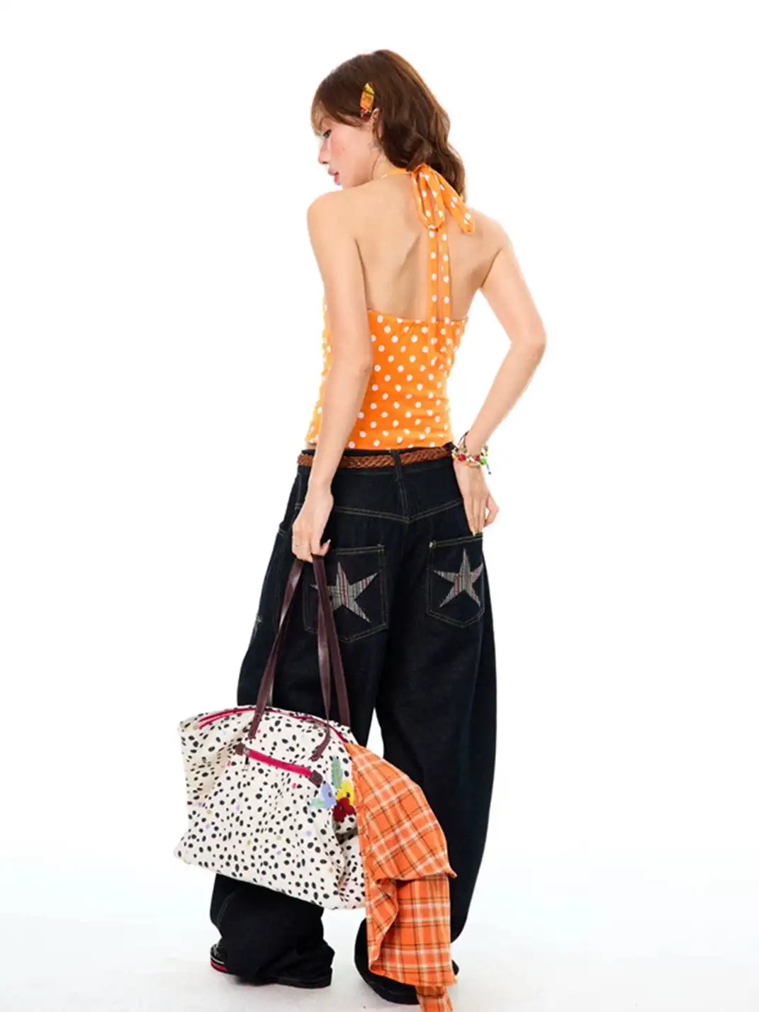 YOUNG STAGE | Polka Dot Lace-Up Cami Top