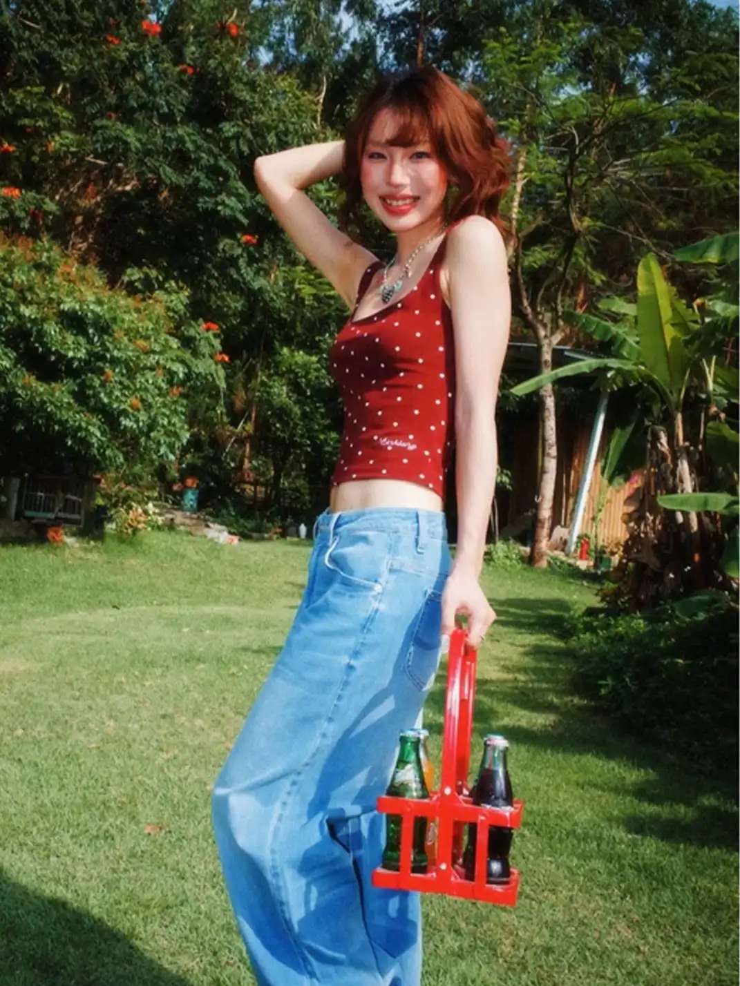 YOUNG STAGE | Polka Dot Letter Embroidery Cami Top