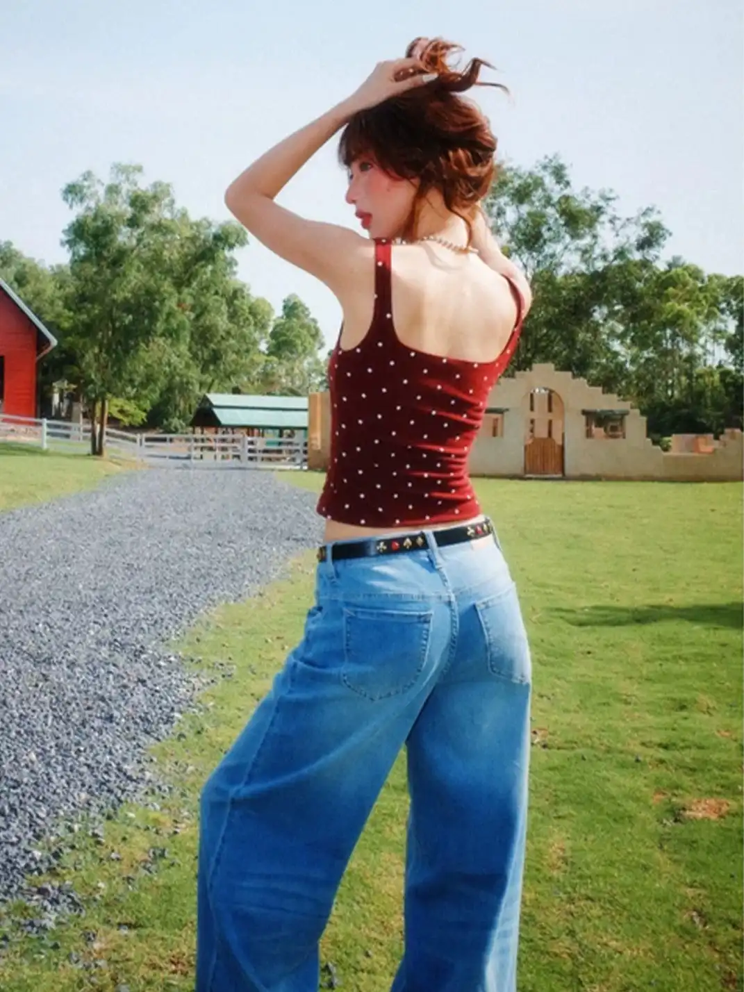 YOUNG STAGE | Polka Dot Letter Embroidery Cami Top