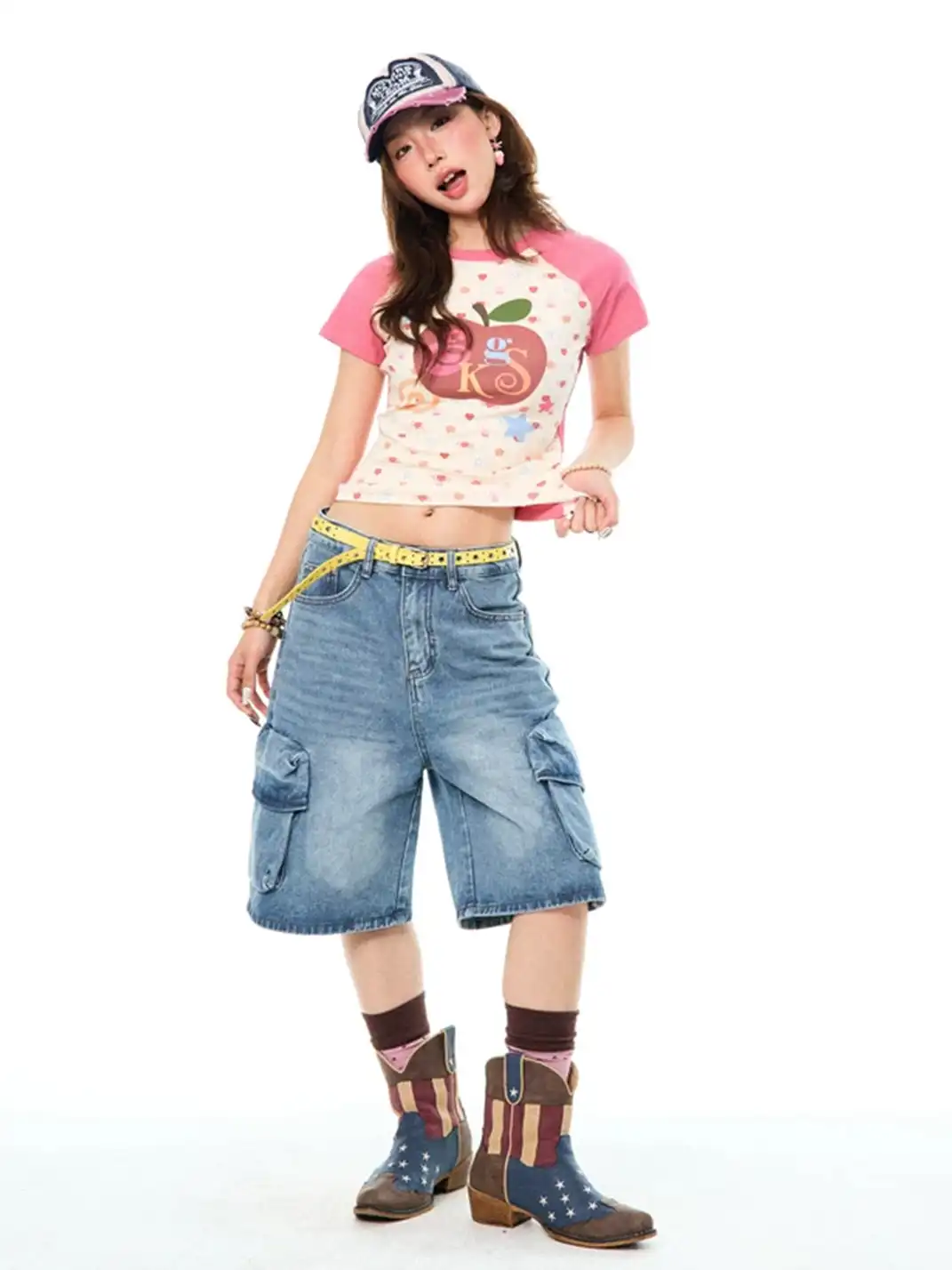 YOUNG STAGE | Apple Print Raglan Sleeve T-Shirt