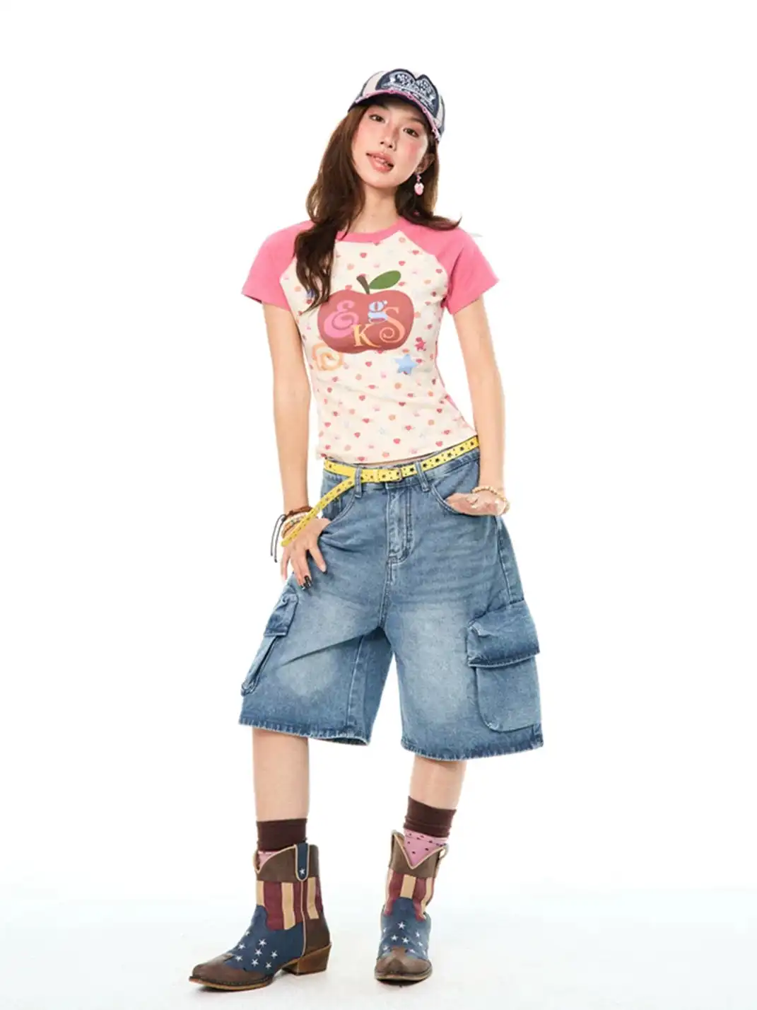 YOUNG STAGE | Apple Print Raglan Sleeve T-Shirt