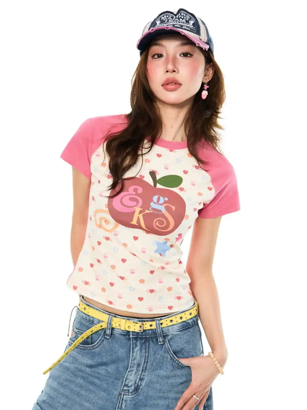 YOUNG STAGE | Apple Print Raglan Sleeve T-Shirt
