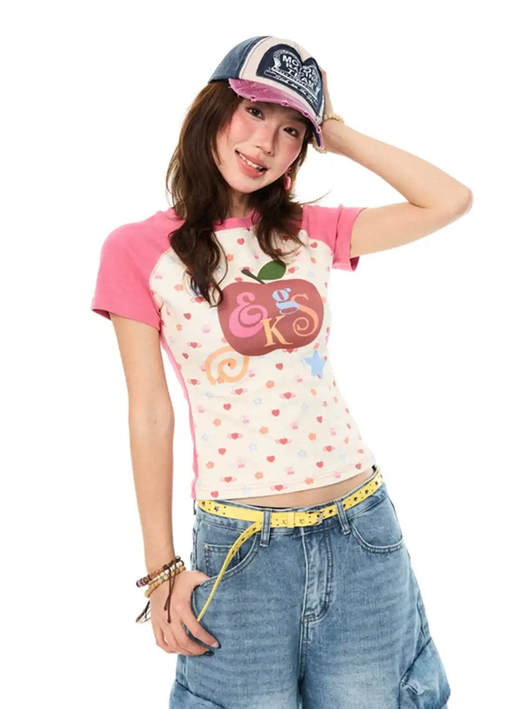 YOUNG STAGE | Apple Print Raglan Sleeve T-Shirt