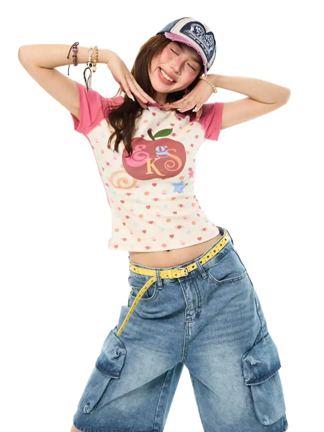 YOUNG STAGE | Apple Print Raglan Sleeve T-Shirt