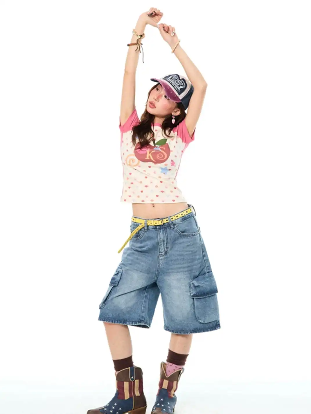 YOUNG STAGE | Apple Print Raglan Sleeve T-Shirt