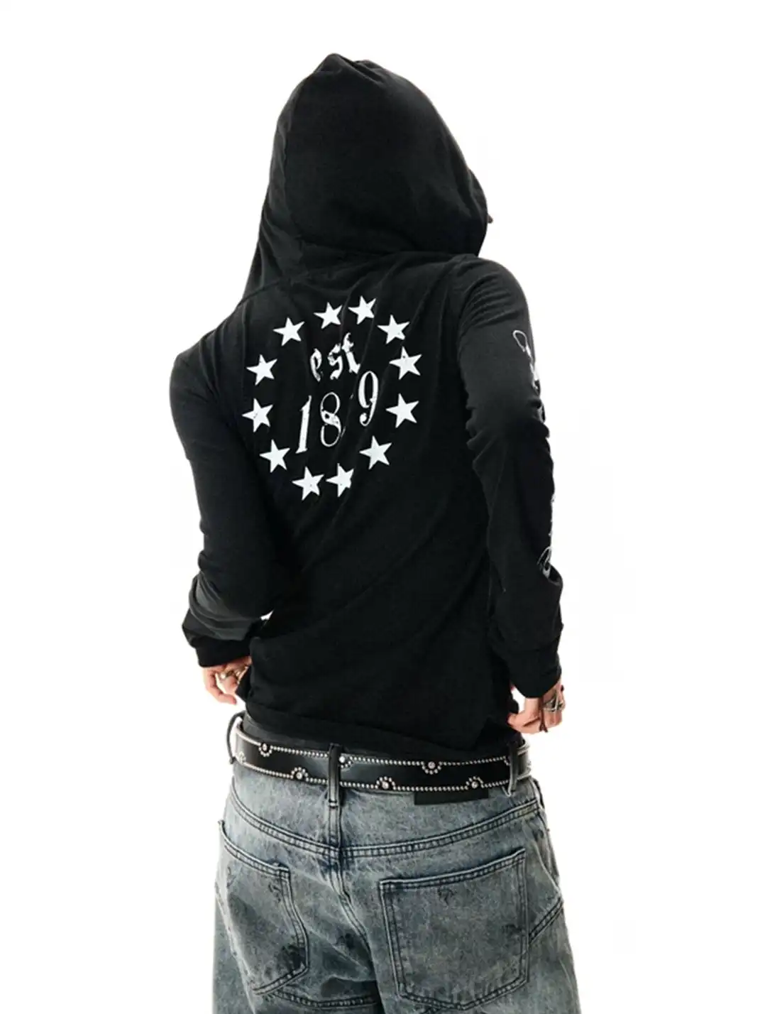 YOUNG STAGE | Gothic Style Hooded Long Sleeve T-Shirt