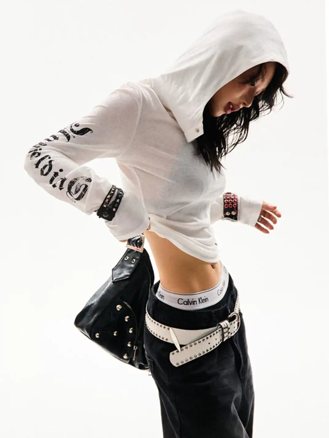 YOUNG STAGE | Gothic Style Hooded Long Sleeve T-Shirt