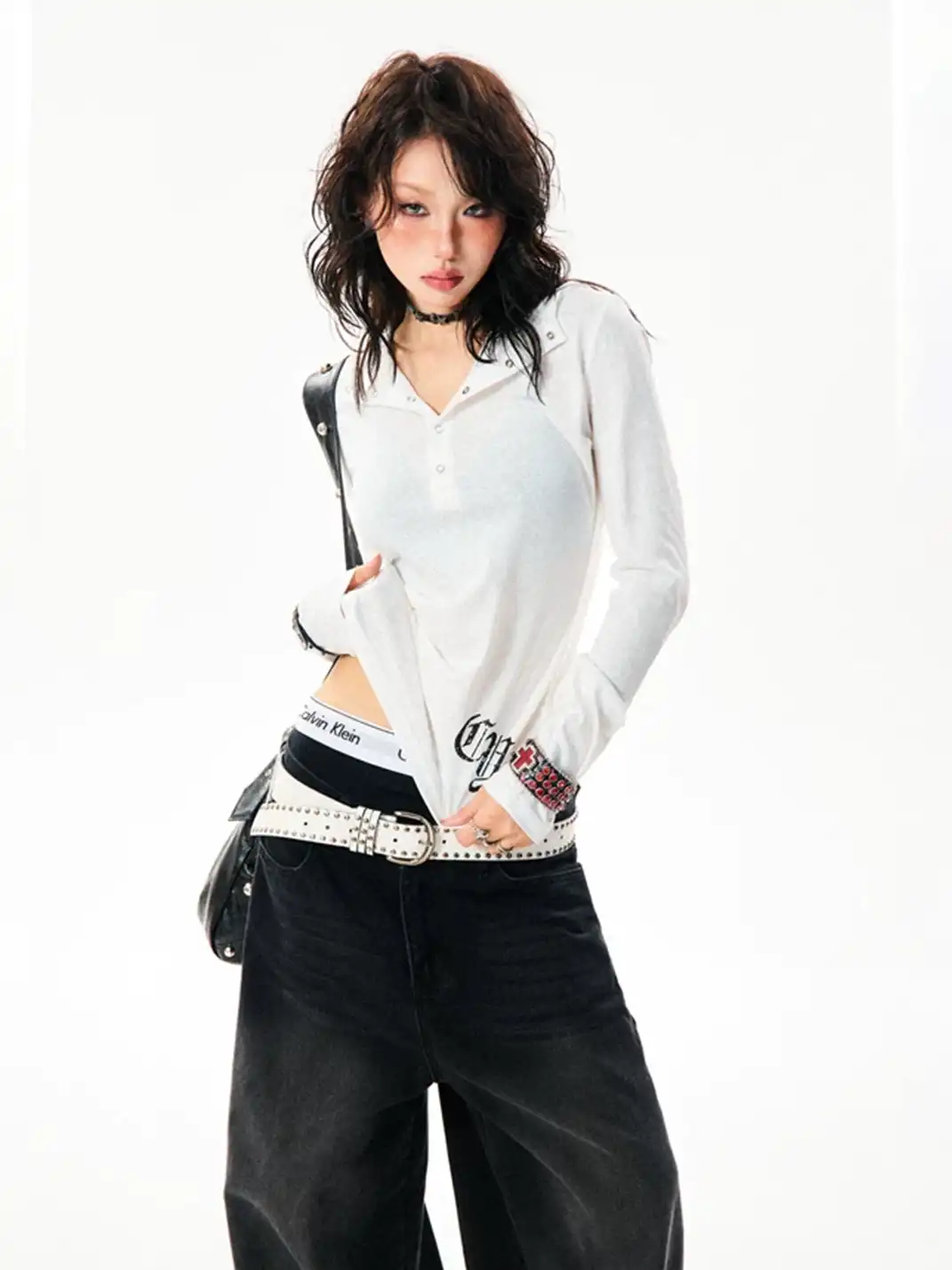 YOUNG STAGE | Gothic Style Hooded Long Sleeve T-Shirt