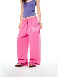 YOUNG STAGE | Letter Print Drawstring Casual Pants