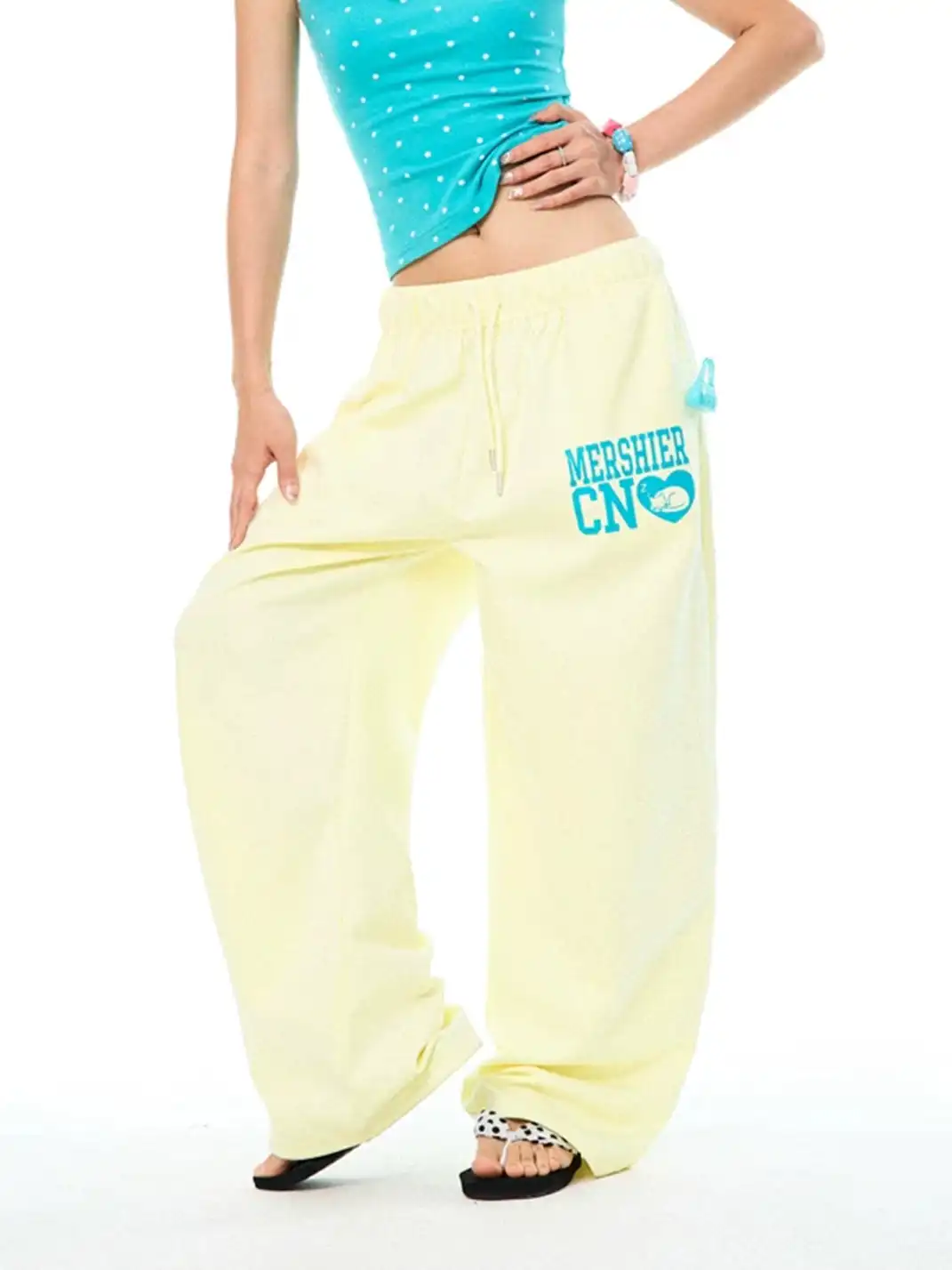 YOUNG STAGE | Letter Print Drawstring Casual Pants