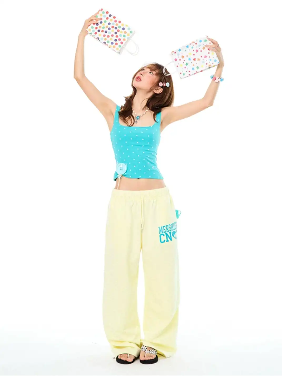 YOUNG STAGE | Letter Print Drawstring Casual Pants