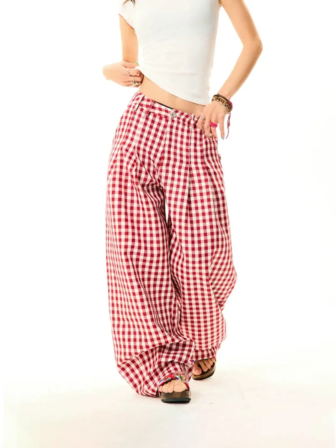 YOUNG STAGE | Sweetheart Plaid Casual Pants