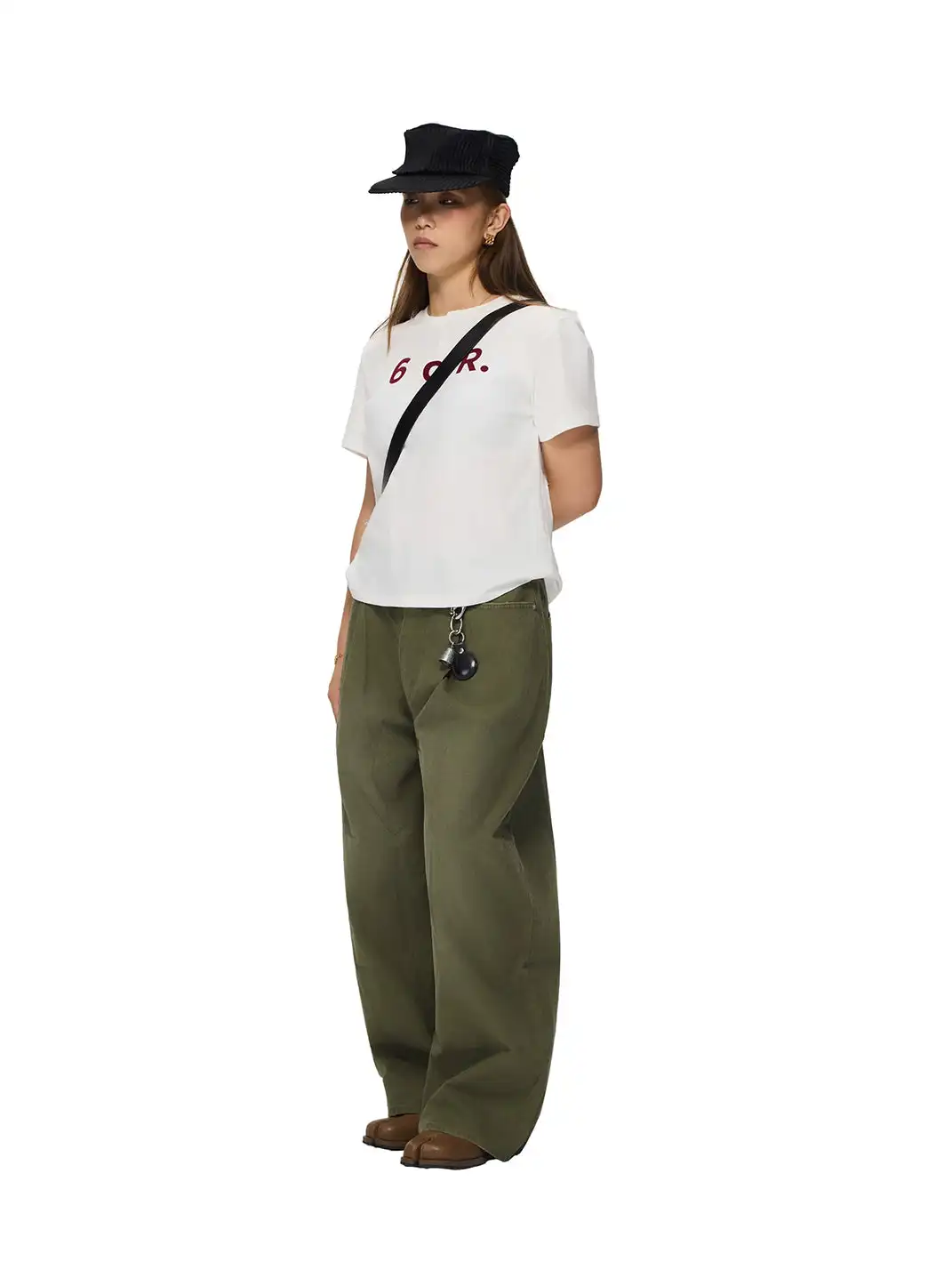 6CRAYON | Vintage Herringbone Washed Wide-Leg Long Pants