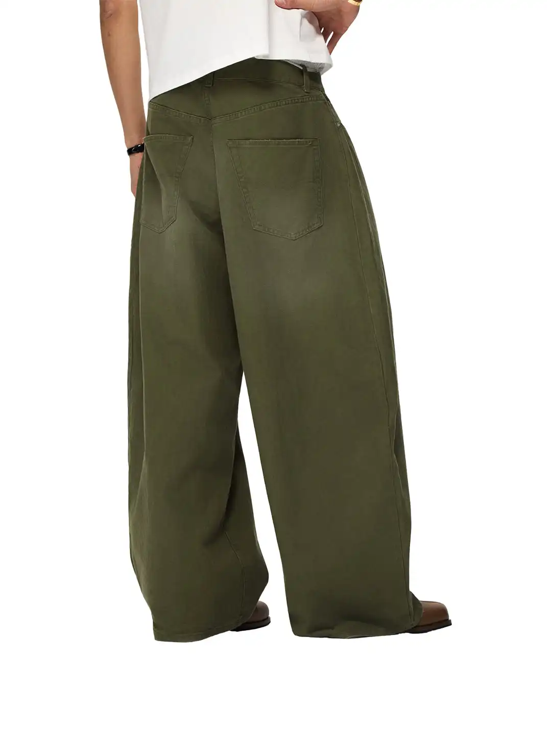 6CRAYON | Vintage Herringbone Washed Wide-Leg Long Pants