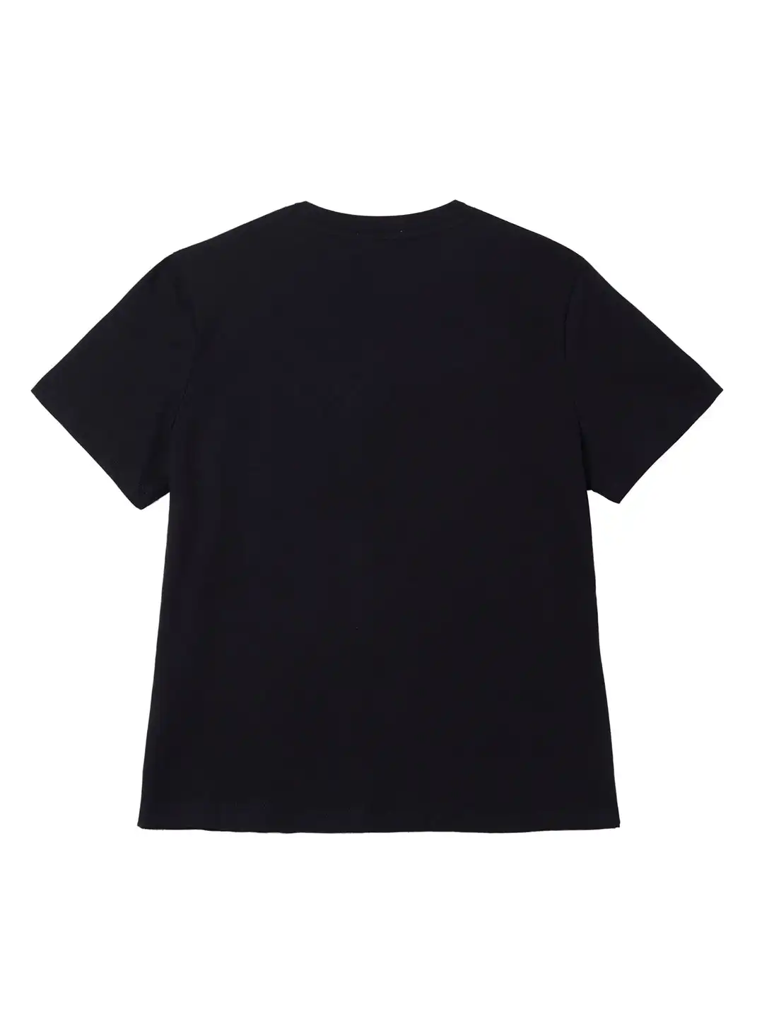 6CRAYON | Staggered Splicing Flocked Print Knit T-Shirt-Black