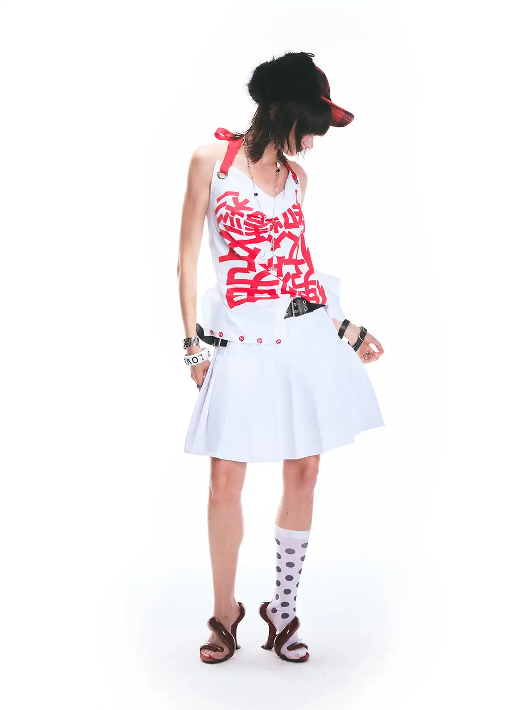 Fruitanari | Red Slogan Ribbon T-Shirt