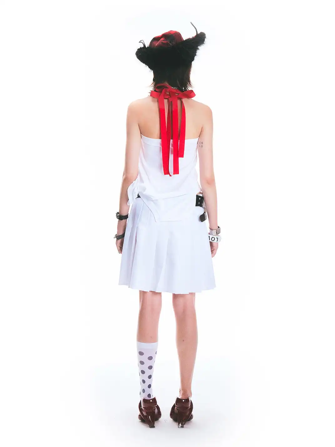 Fruitanari | Red Slogan Ribbon T-Shirt
