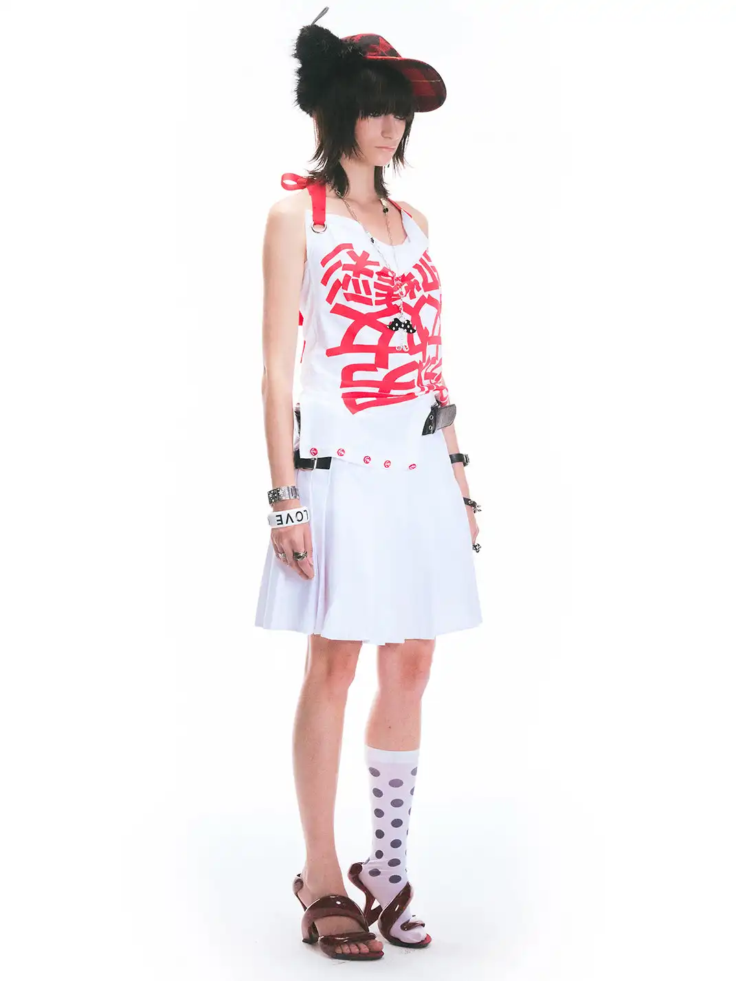 Fruitanari | Red Slogan Ribbon T-Shirt