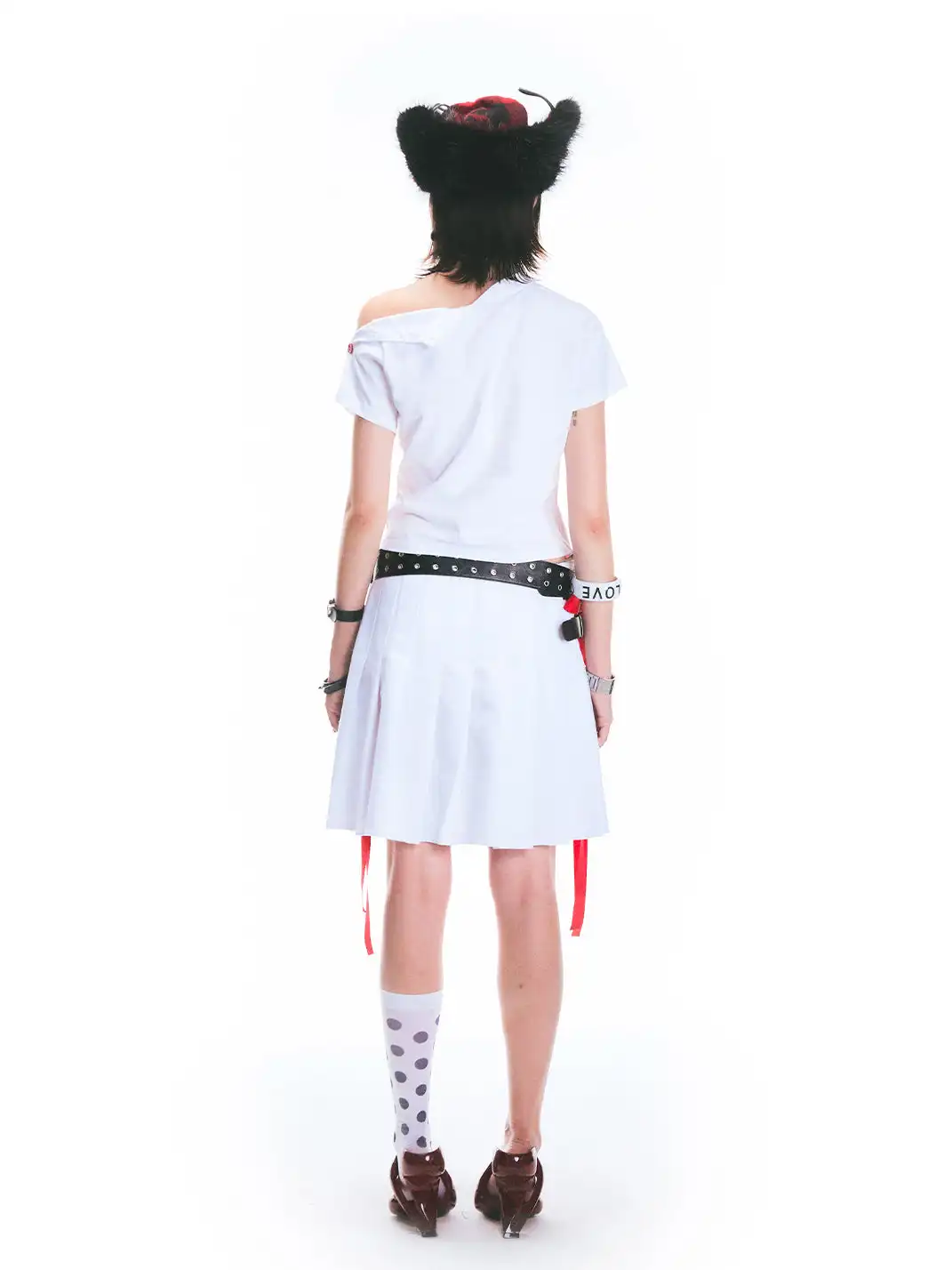 Fruitanari | Red Slogan Ribbon T-Shirt