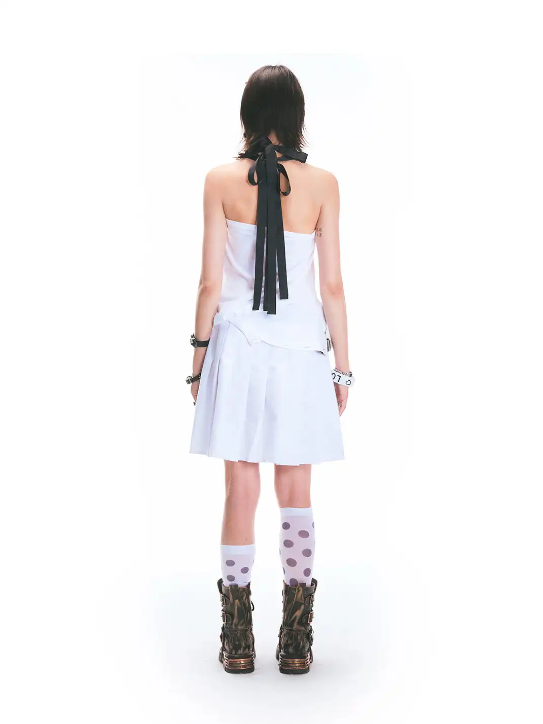 Fruitanari | Black Slogan Ribbon T-Shirt